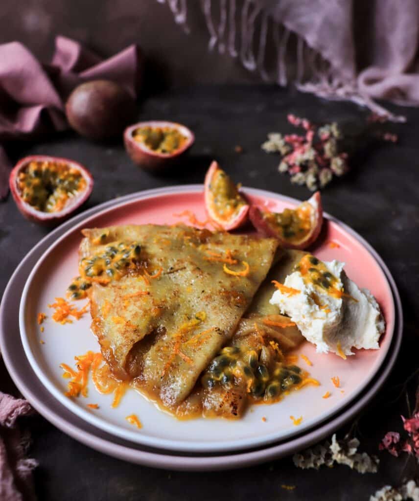 Passion Fruit Crêpes Suzette with Crème de Passion