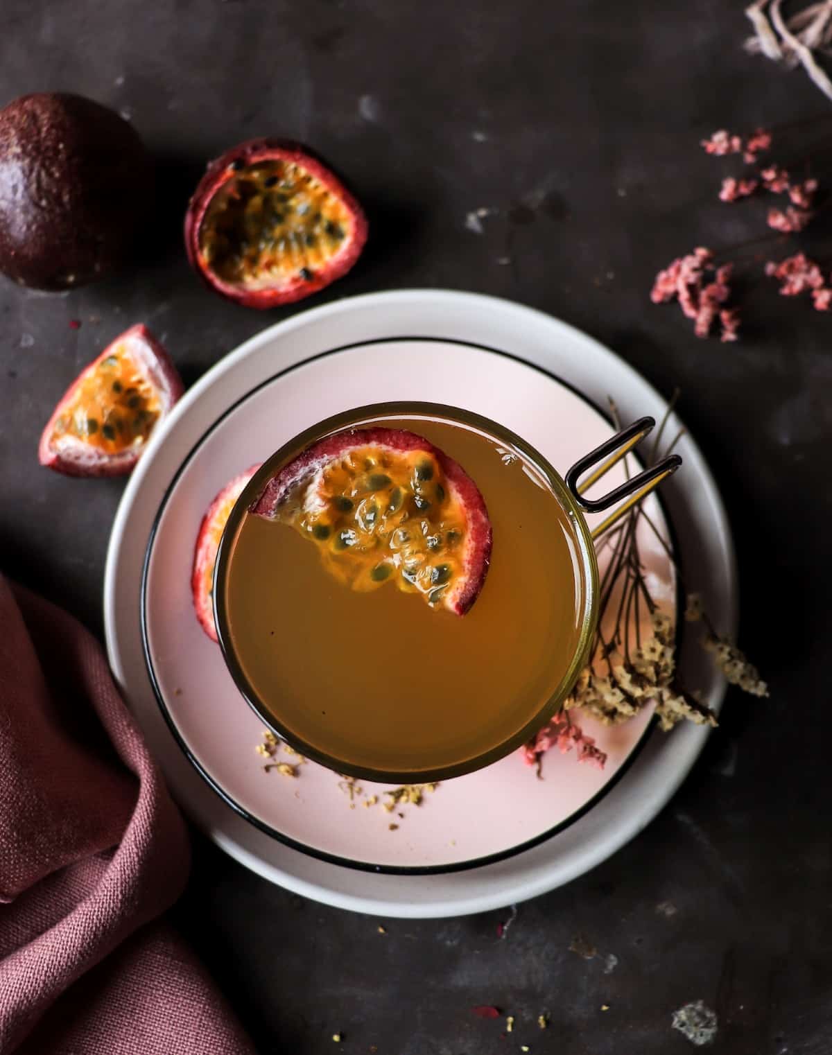 elderflower tea infusion with passion fruit