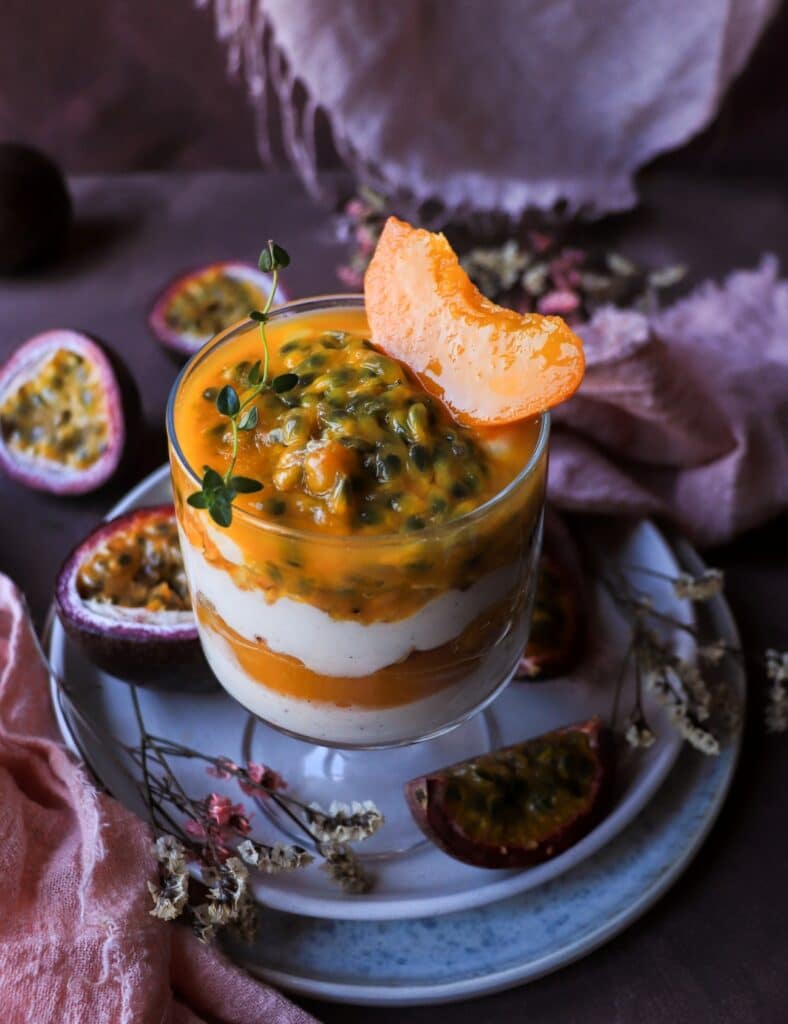 Peach Passion Fruit Parfait with Banana Vanilla Cream