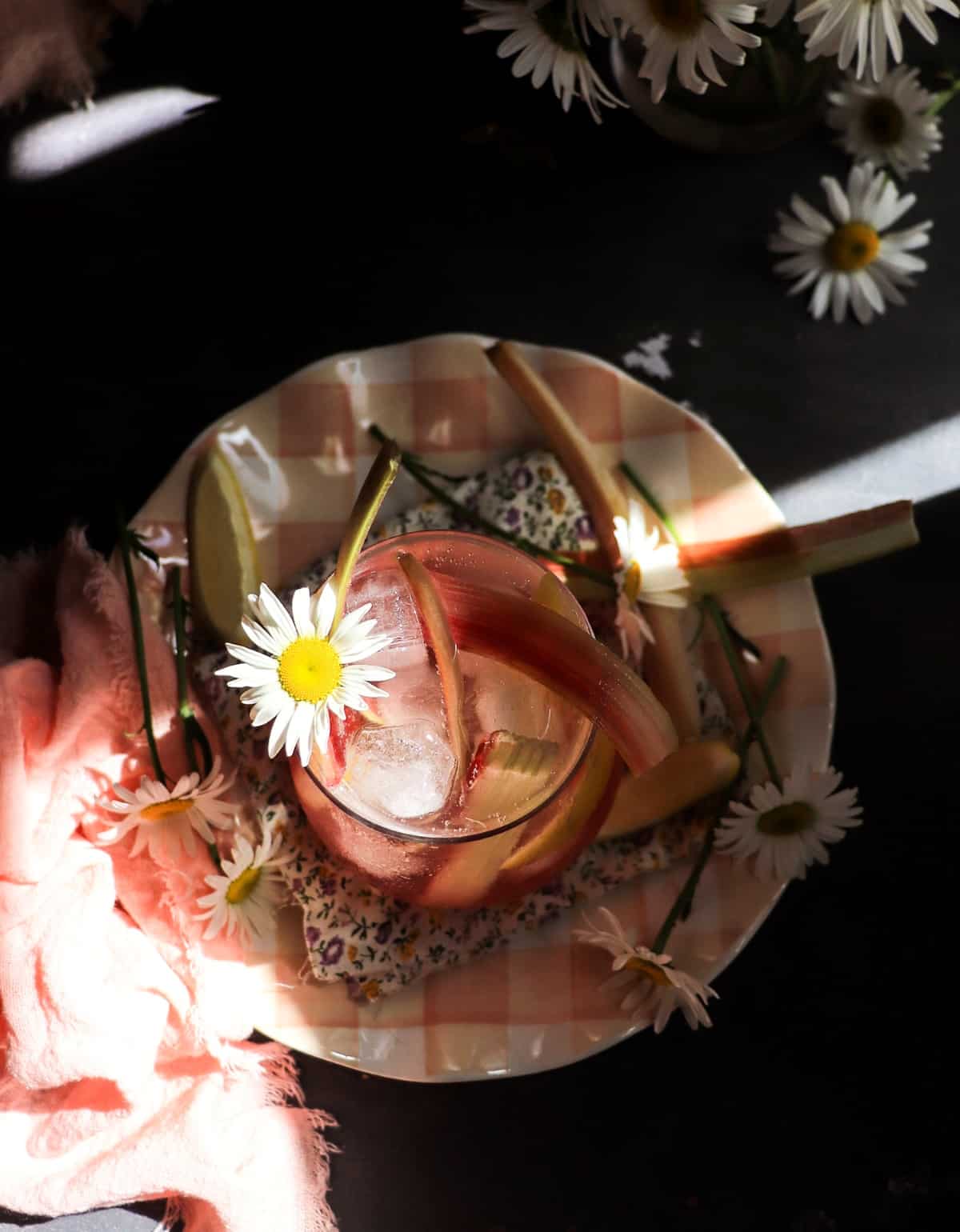 Sparkling rhubarb summer drink (fizz)