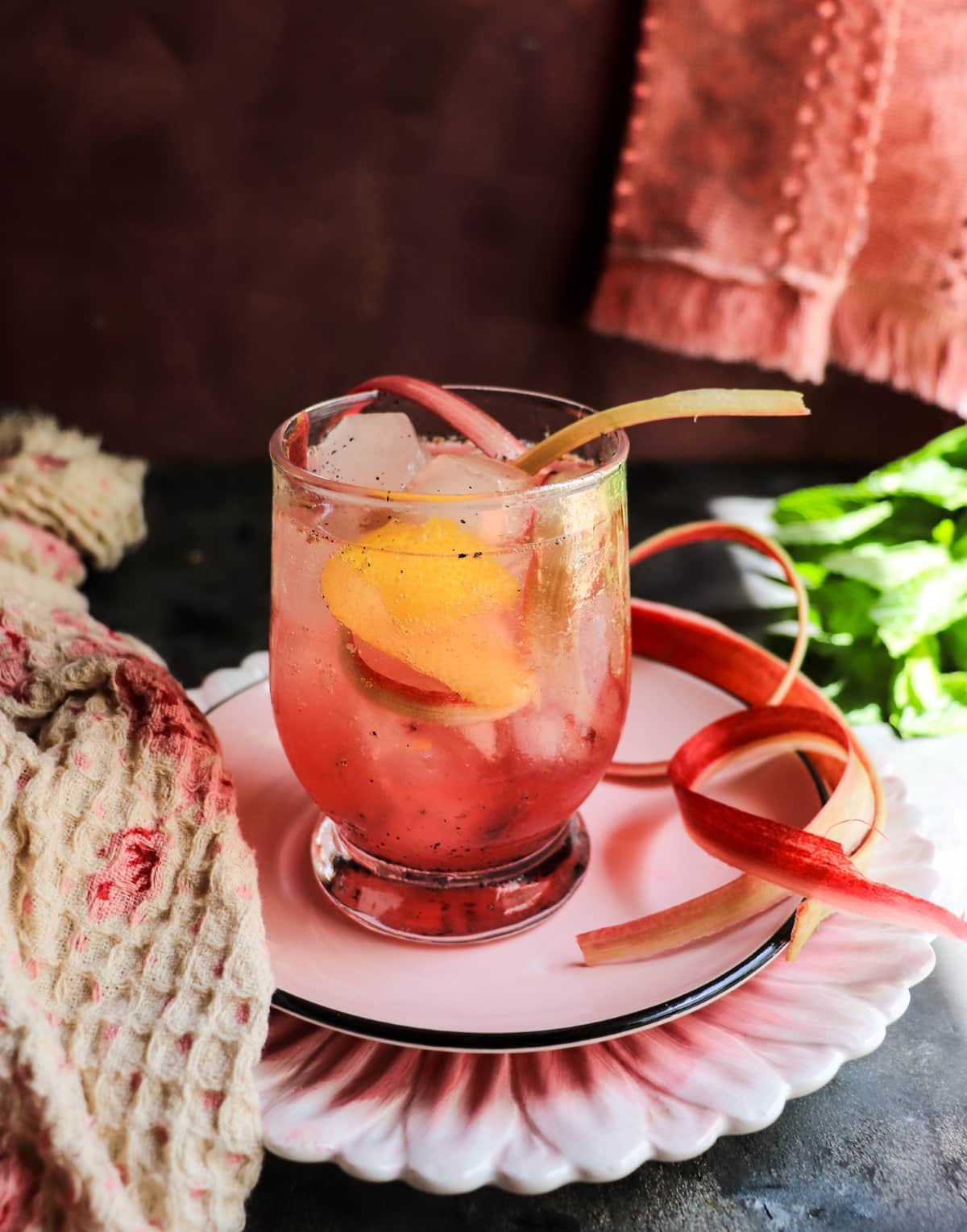 Sparkling rhubarb soda before adding cream.