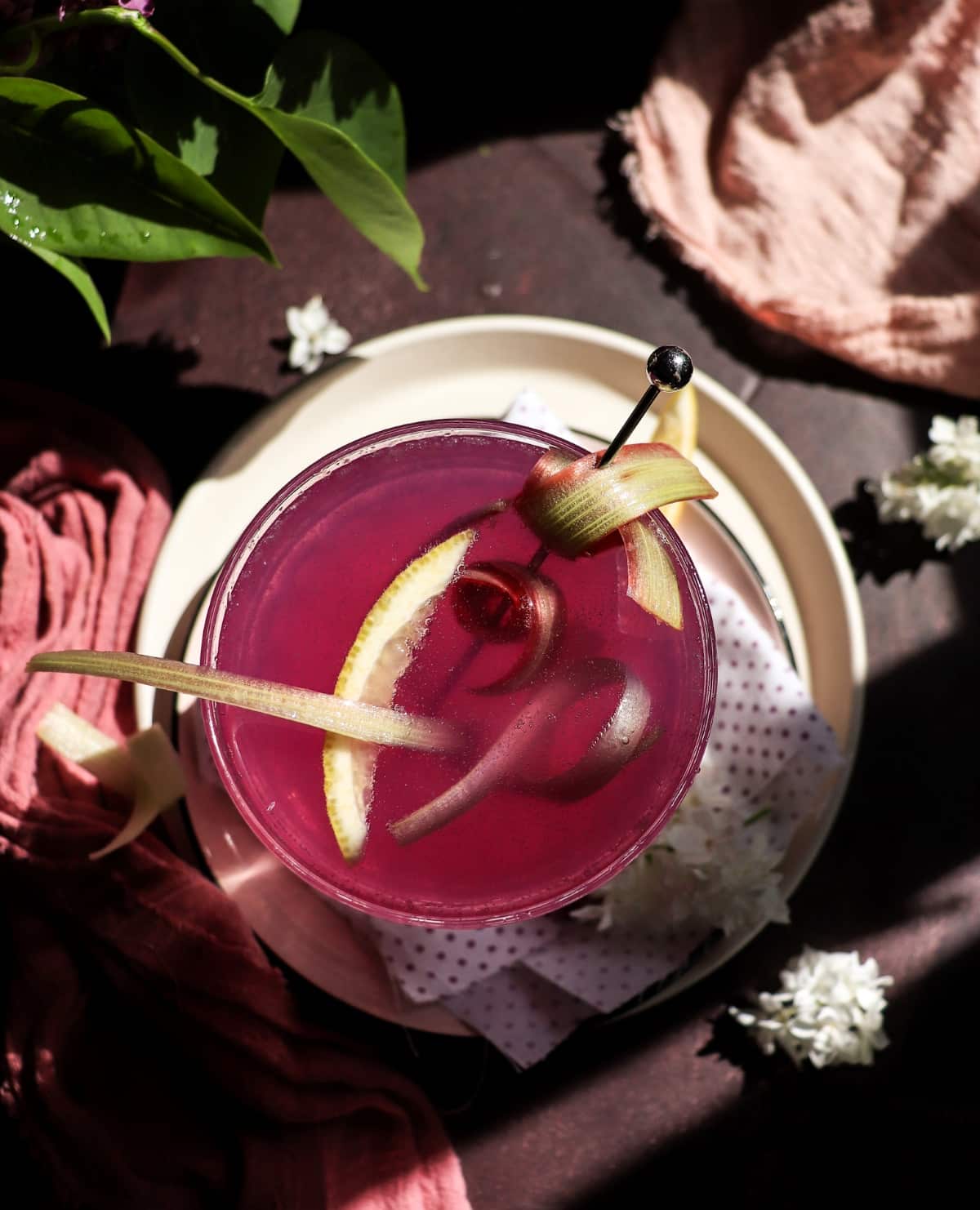 Rhubarb gin Daisy cocktail with Empress indigo 1908 gin.