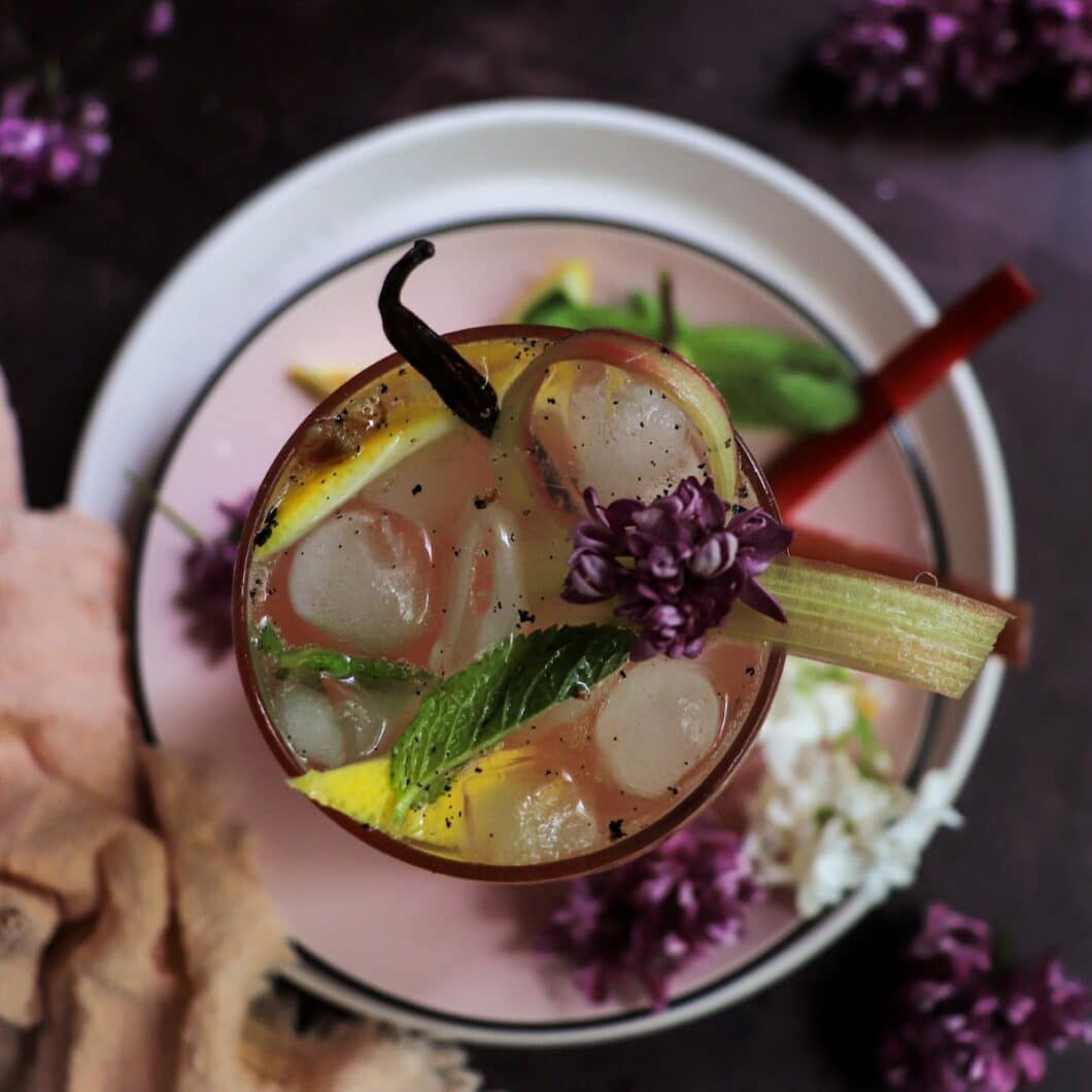 Rhubarb Gin Fizz with Vanilla