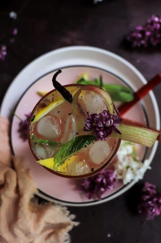 Rhubarb Gin Fizz with Vanilla