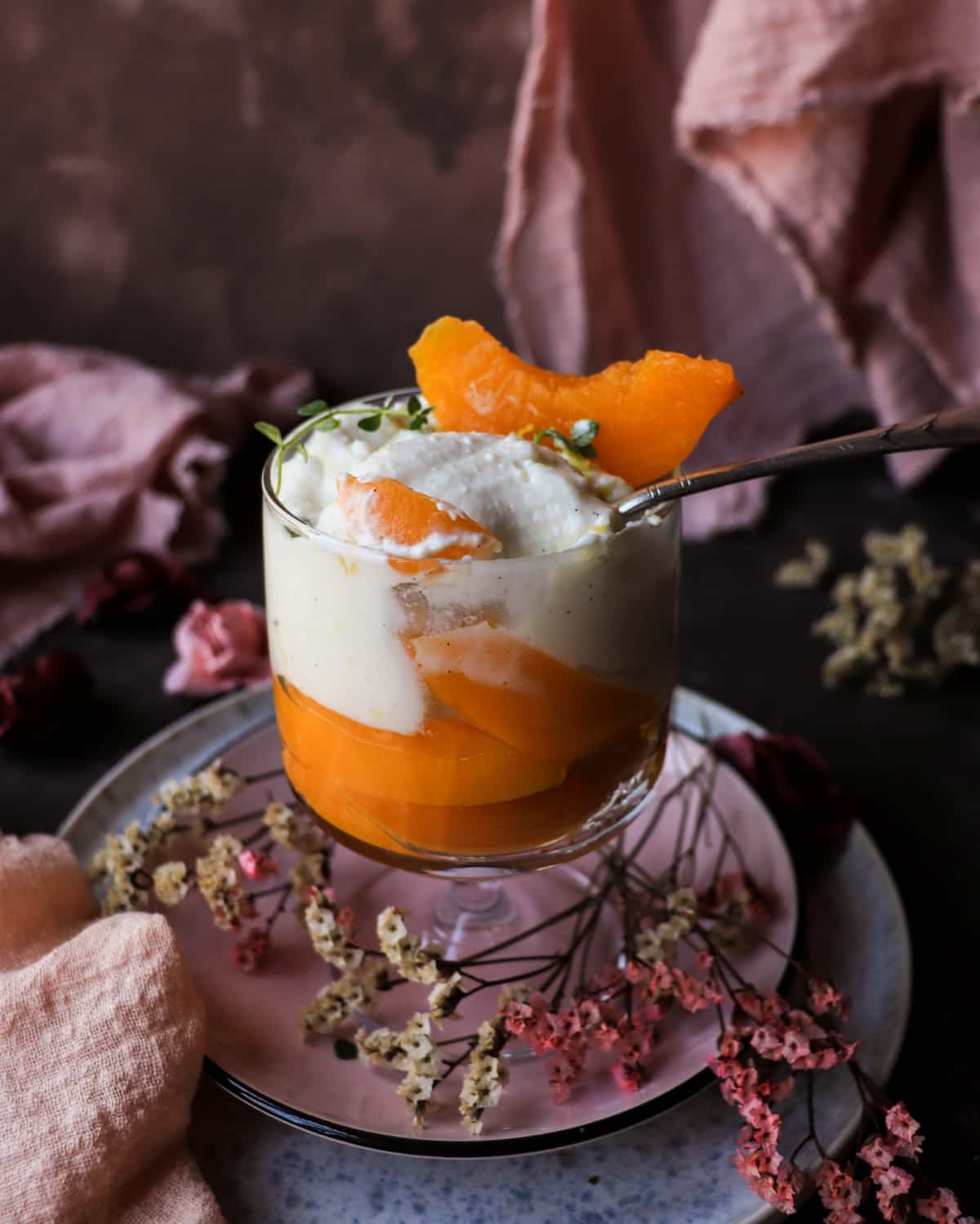 Ricotta Dessert with Canned Peaches and Honey