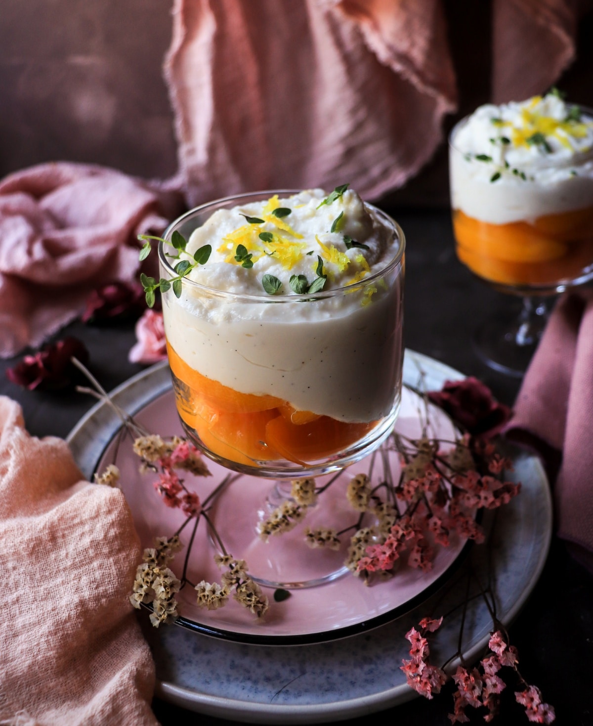Creamy peach and ricotta dessert