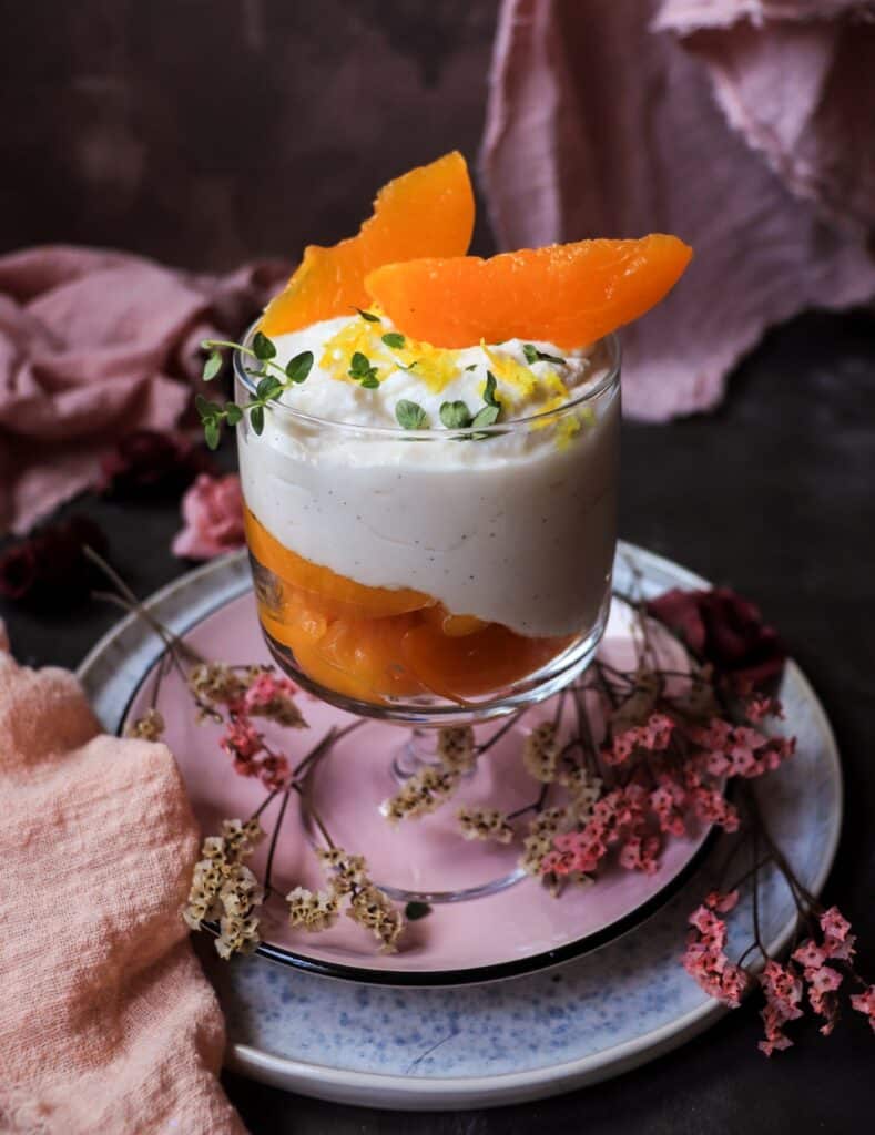 Ricotta Dessert with Canned Peaches and Honey