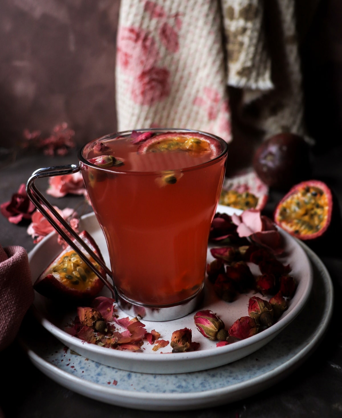 Passion Fruit Rose Tea with honey