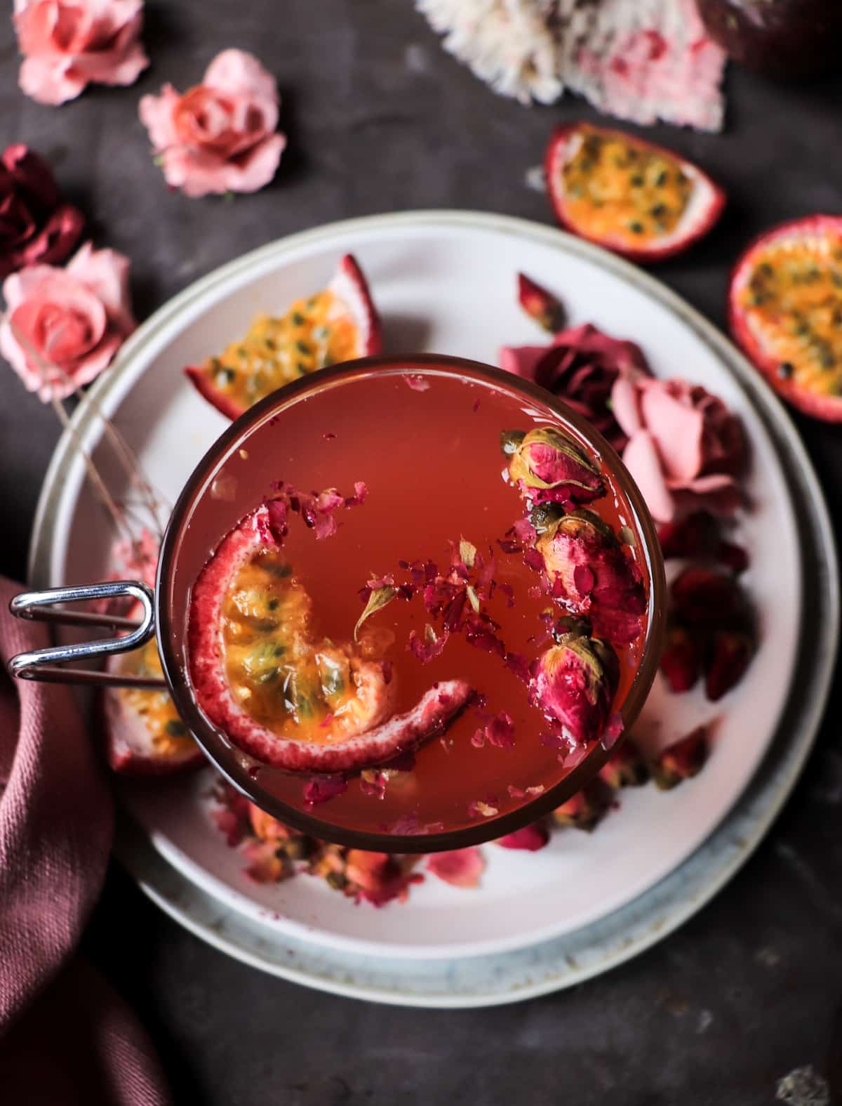 rose tea infusion with passion fruit