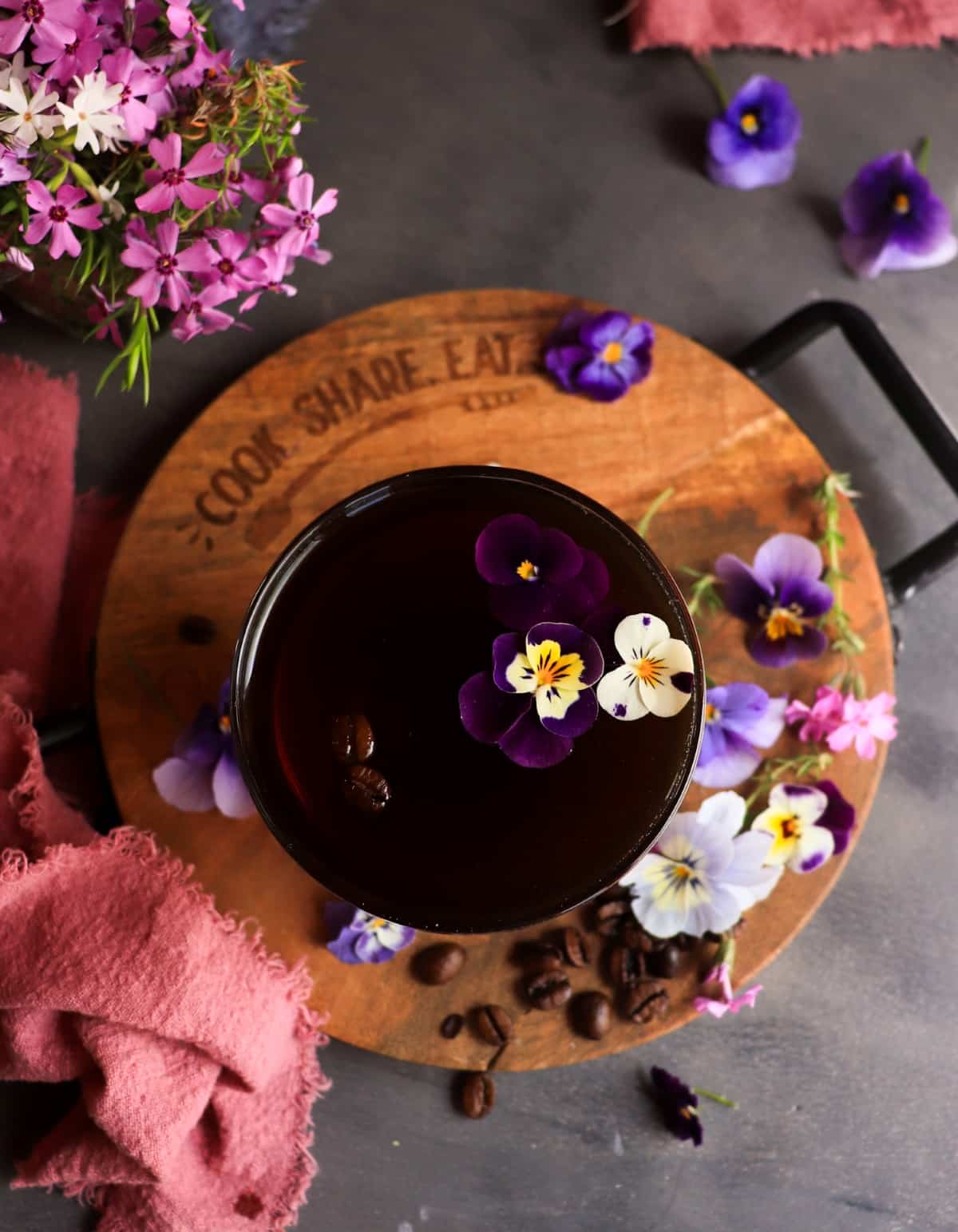 floral Crème de violette coffee cocktail
