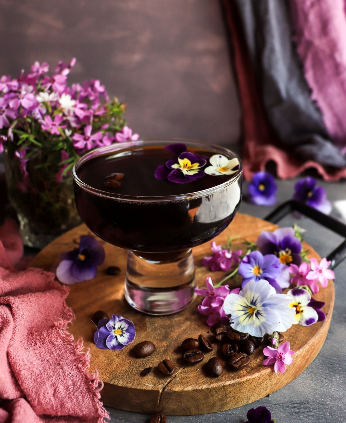 Violet Coffee Cocktail recipe with dark spiced rum