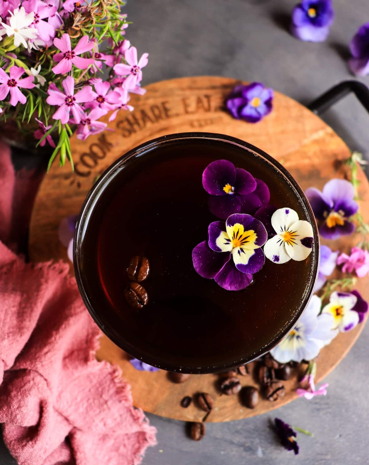 Coffee Rum Cocktail with crème de violette