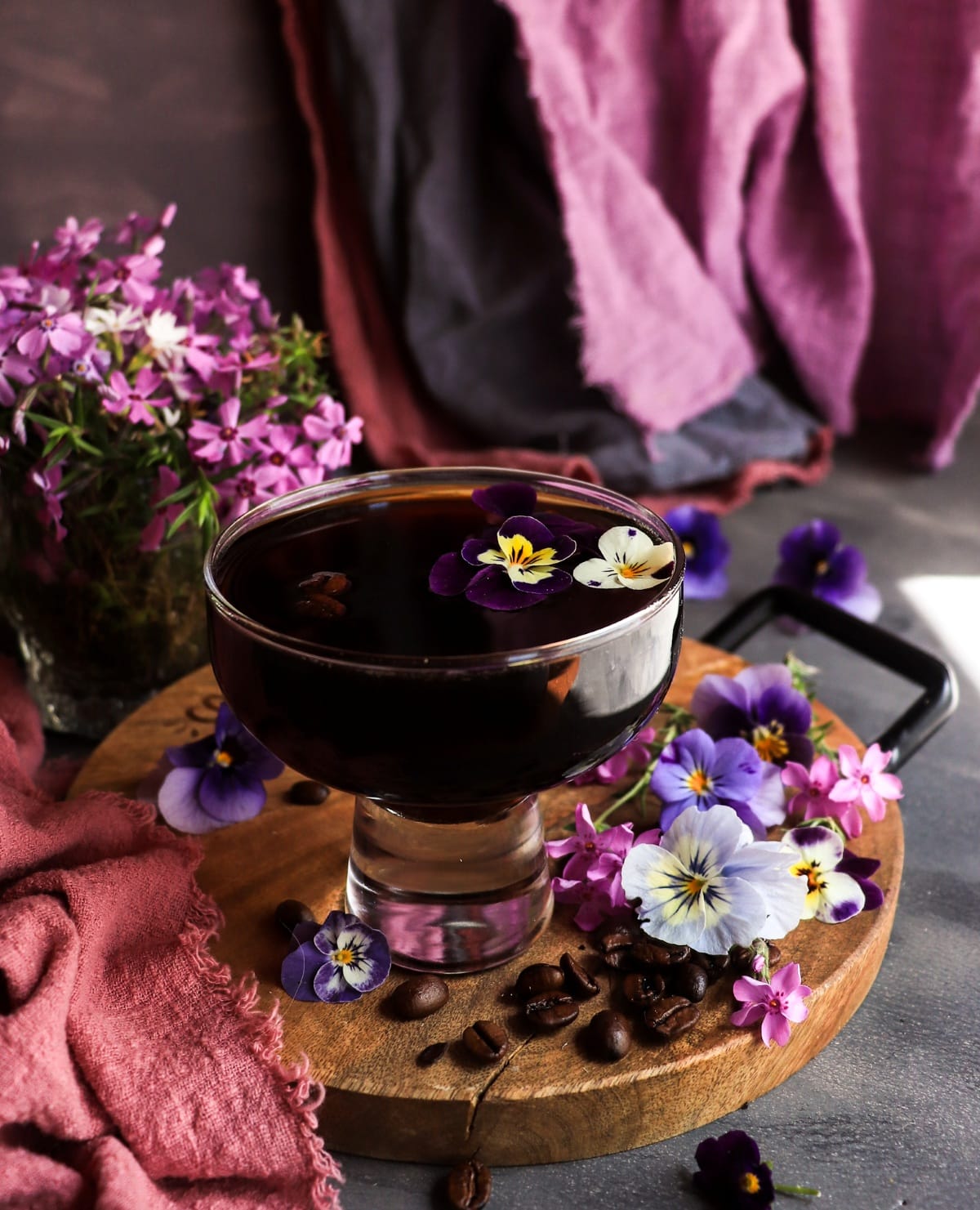 Violet Coffee Cocktail with dark rum and crème de violette