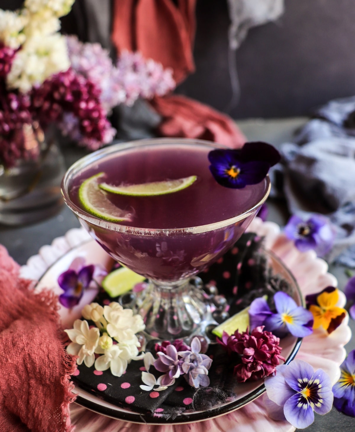 Empress 1908 Gin Cocktail with Crème de Violette and lime (violet gimlet)
