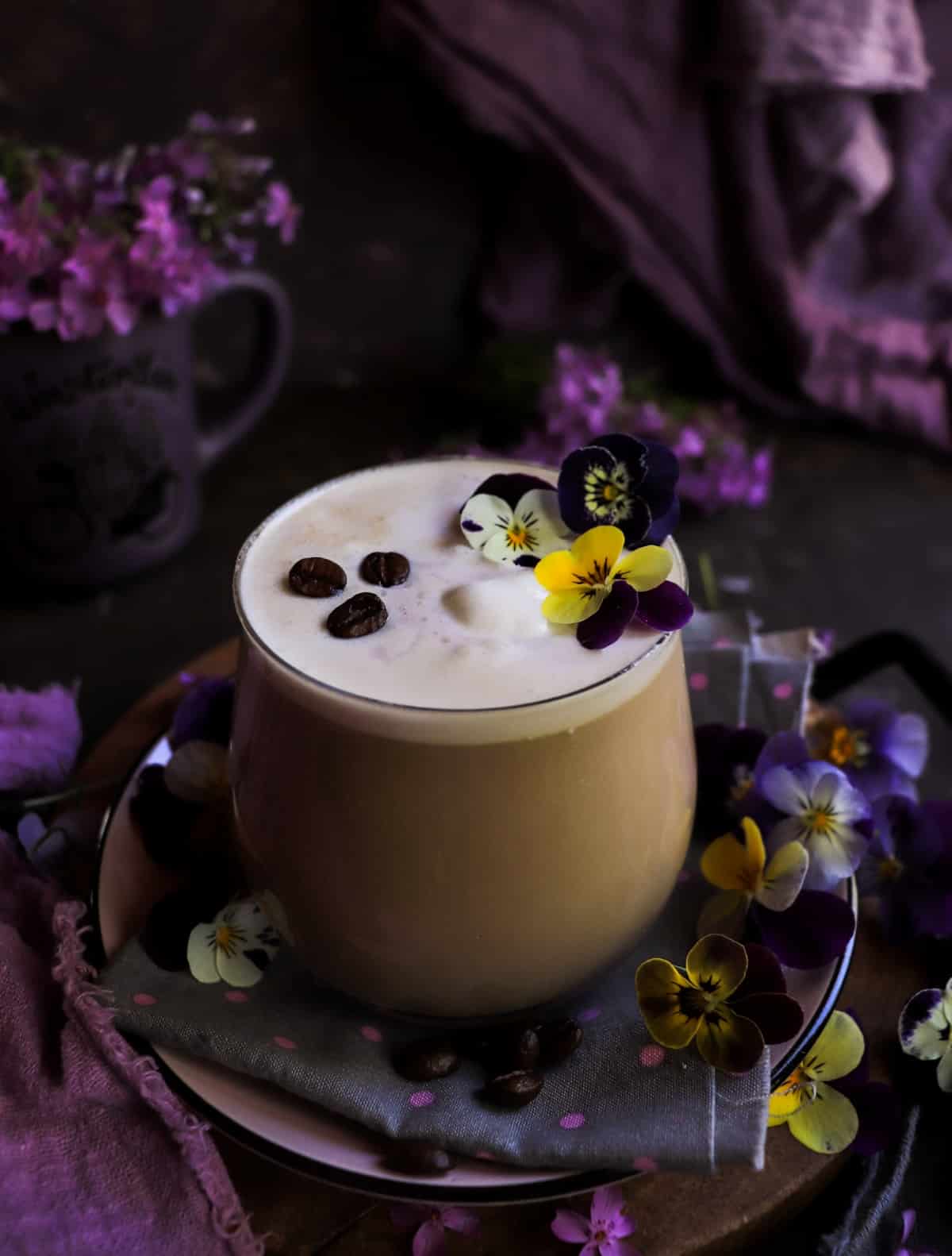 Violet iced coffee