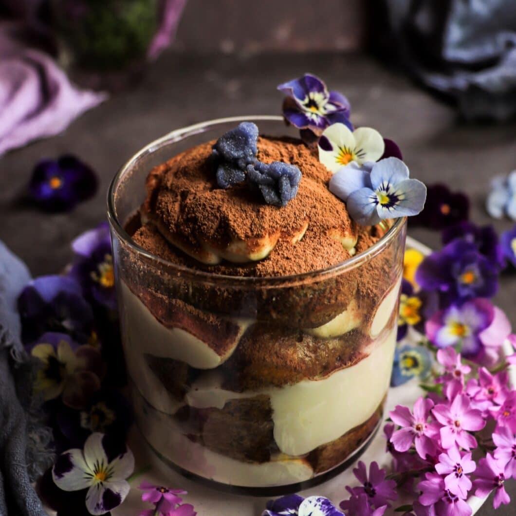 Violet Tiramisu with Crème de Violette and Lemon