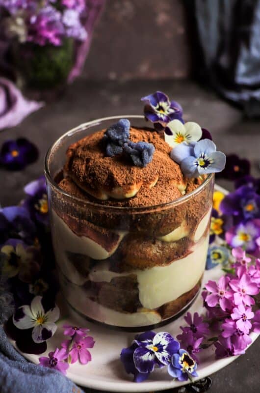 Violet Tiramisu with Crème de Violette and Lemon