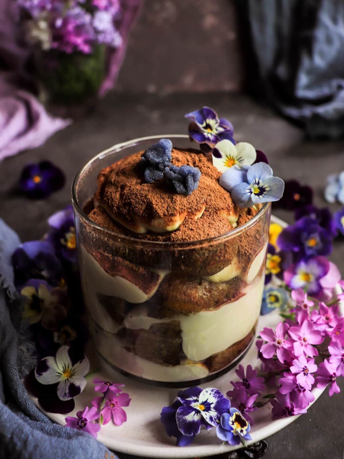 Coffee and crème de violette tiramisu