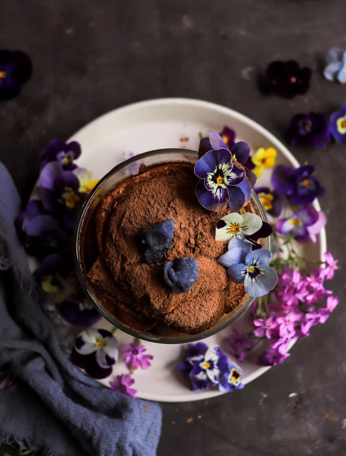 How to make individual violet tiramisu with mascarpone, espresso and crème de violette