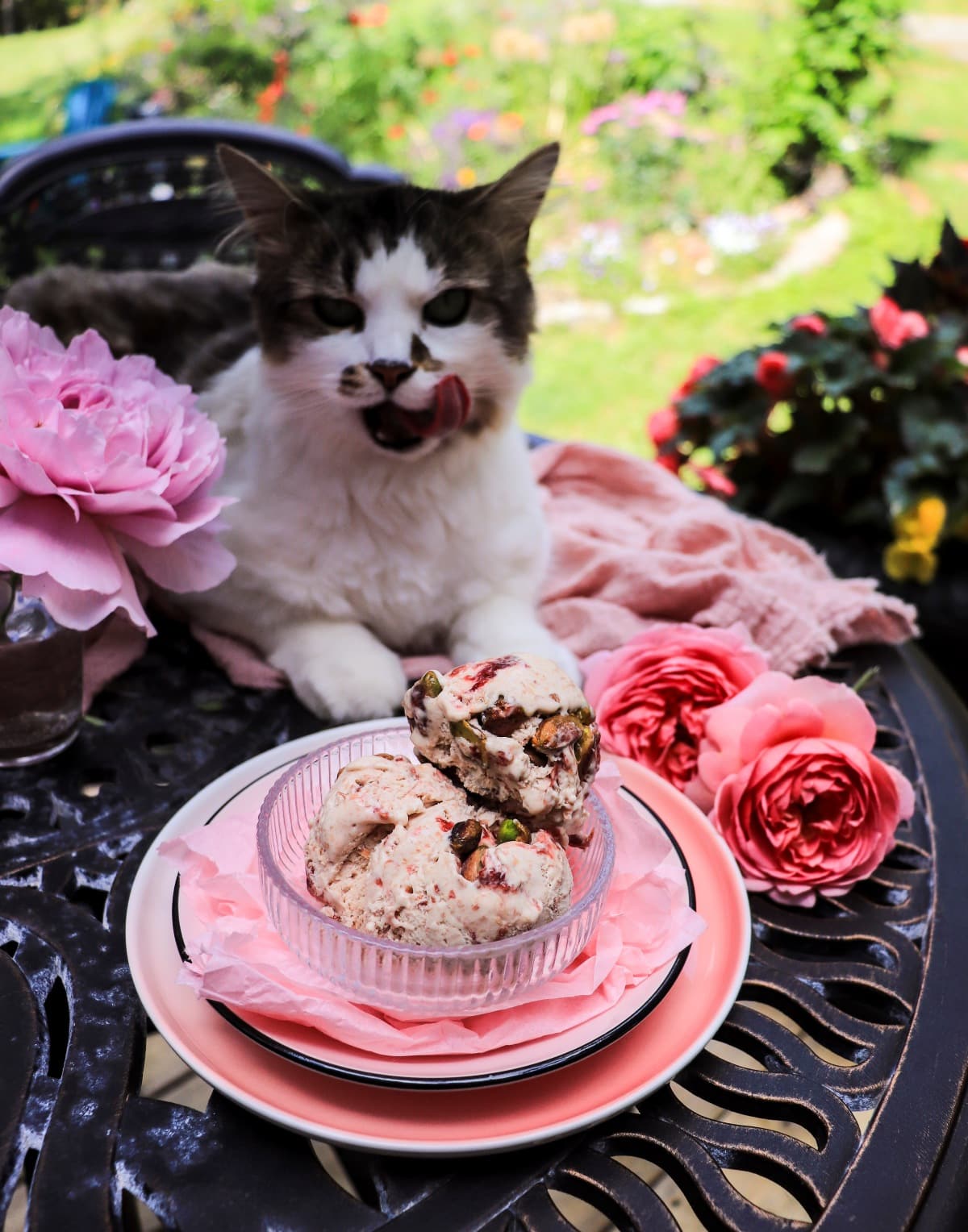 No-custard, No-churn rose ice cream made with condensed milk