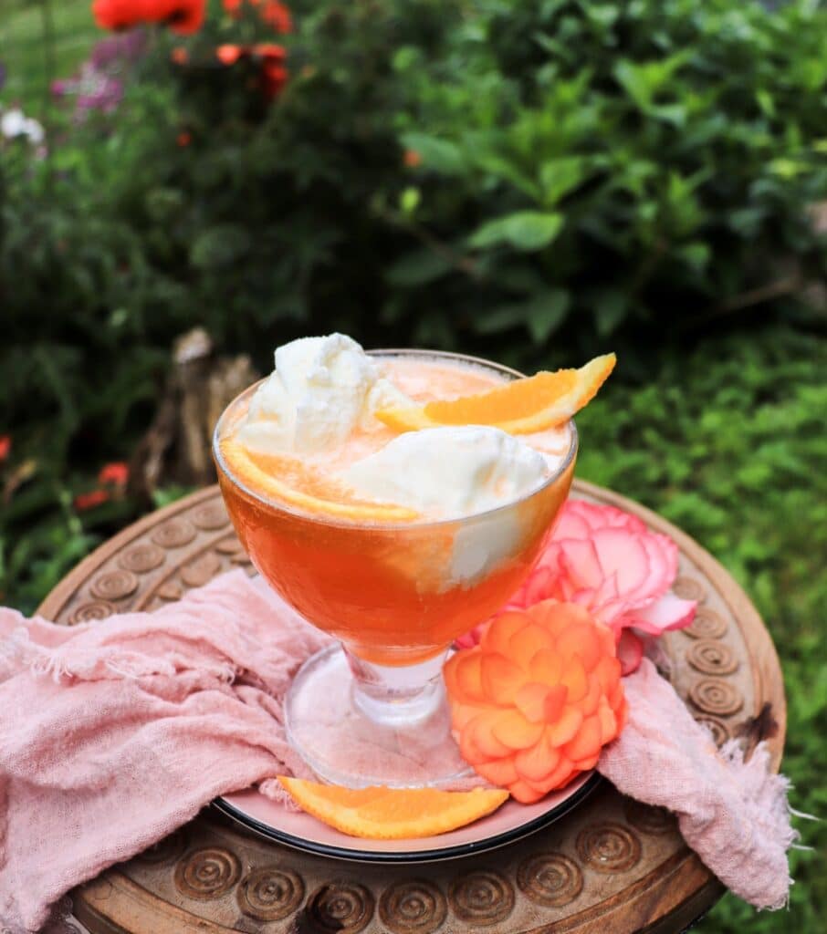 Creamsicle dessert drink with triple sec and vanilla ice cream