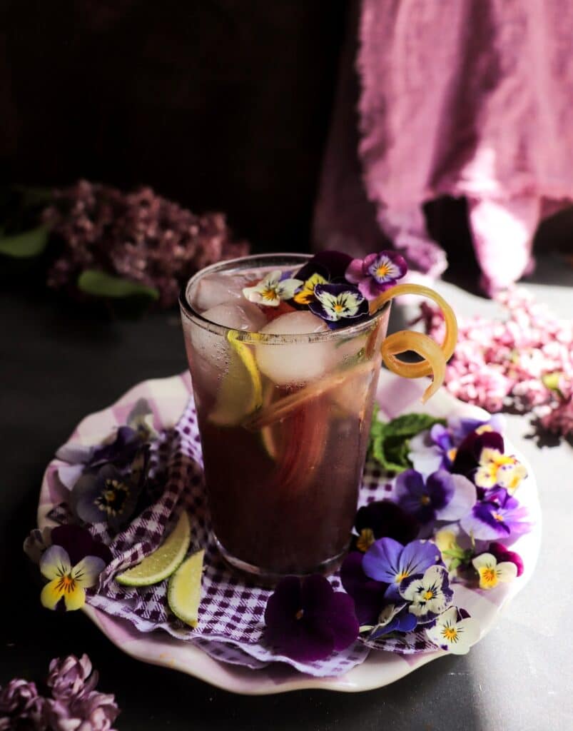 Rhubarb Violet Fizz