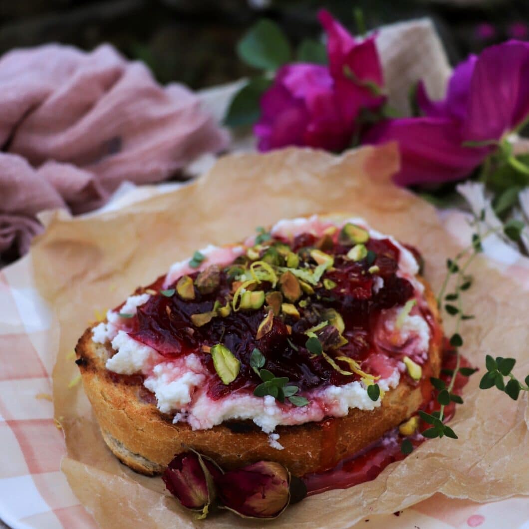 Ricotta Toast with Rose Petal Jam
