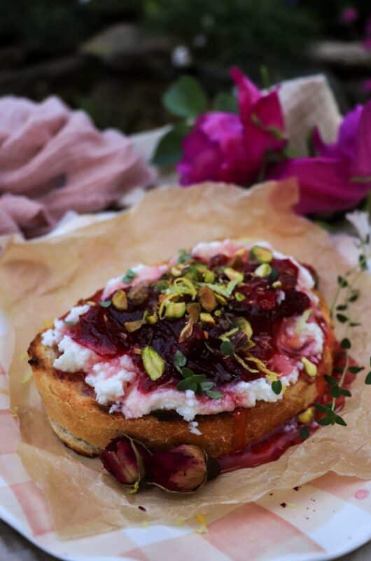 Ricotta Toast with Rose Petal Jam