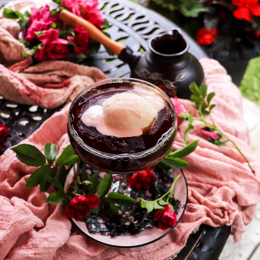 Rose Affogato with Amaretto