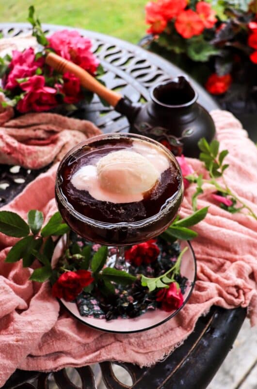 Rose Affogato with Amaretto