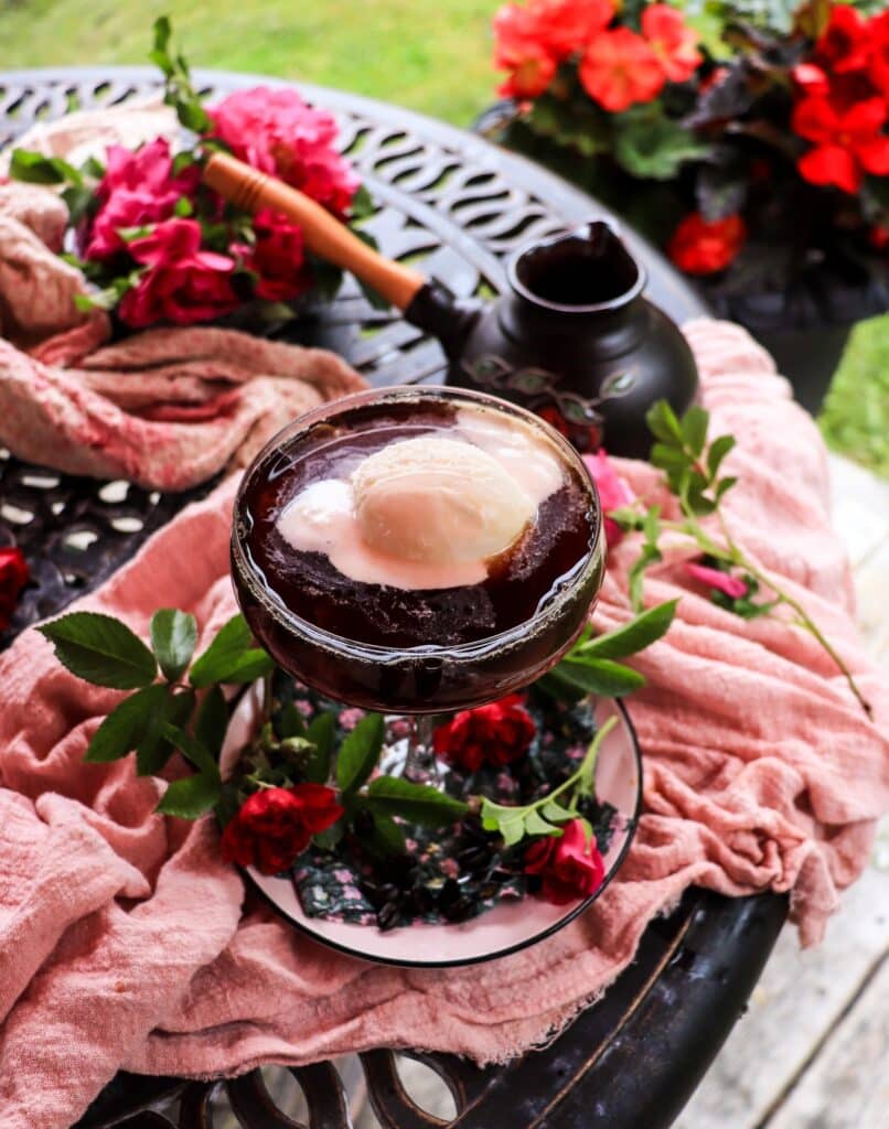 Rose Affogato with Amaretto