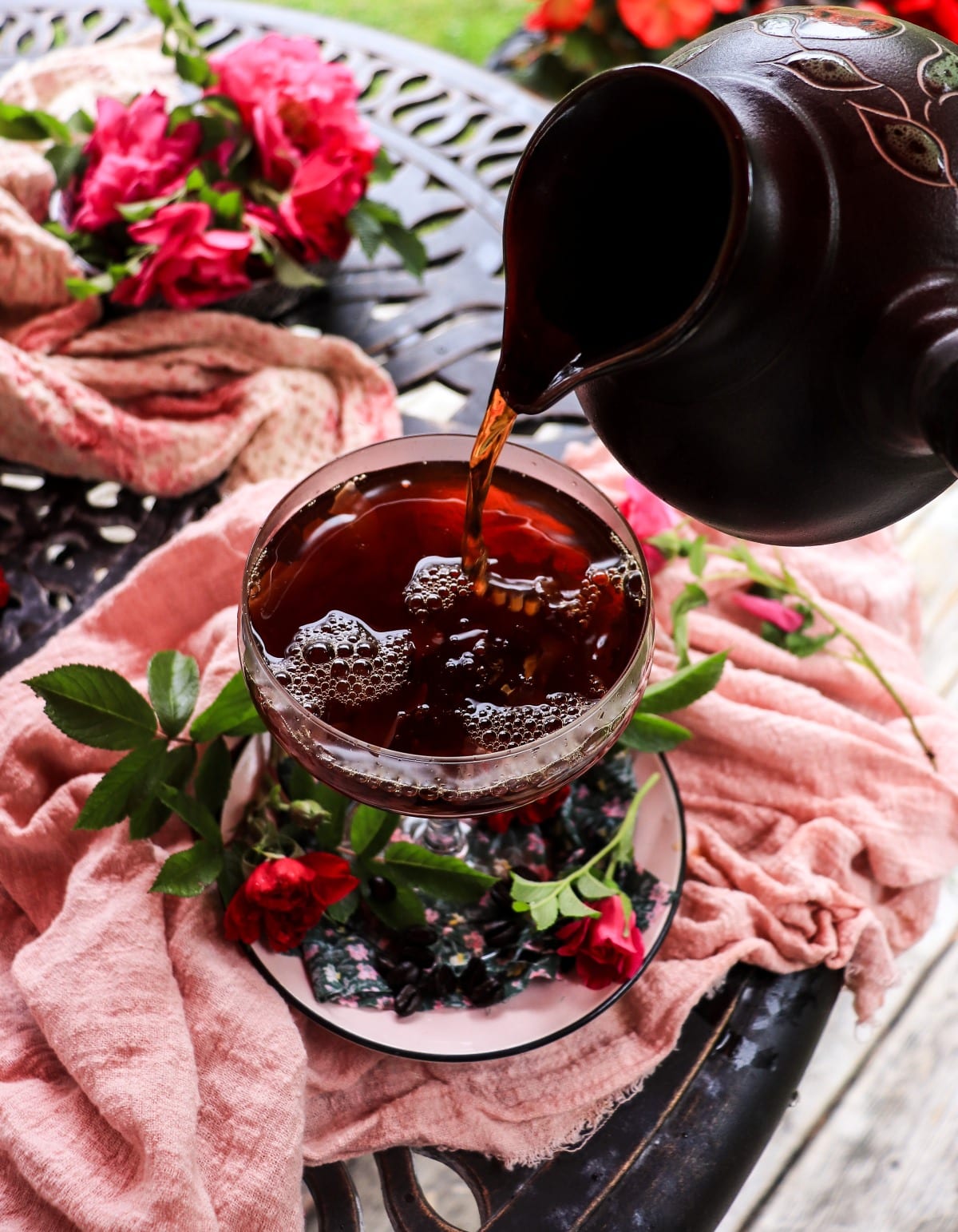 affogato with amaretto and rose syrup