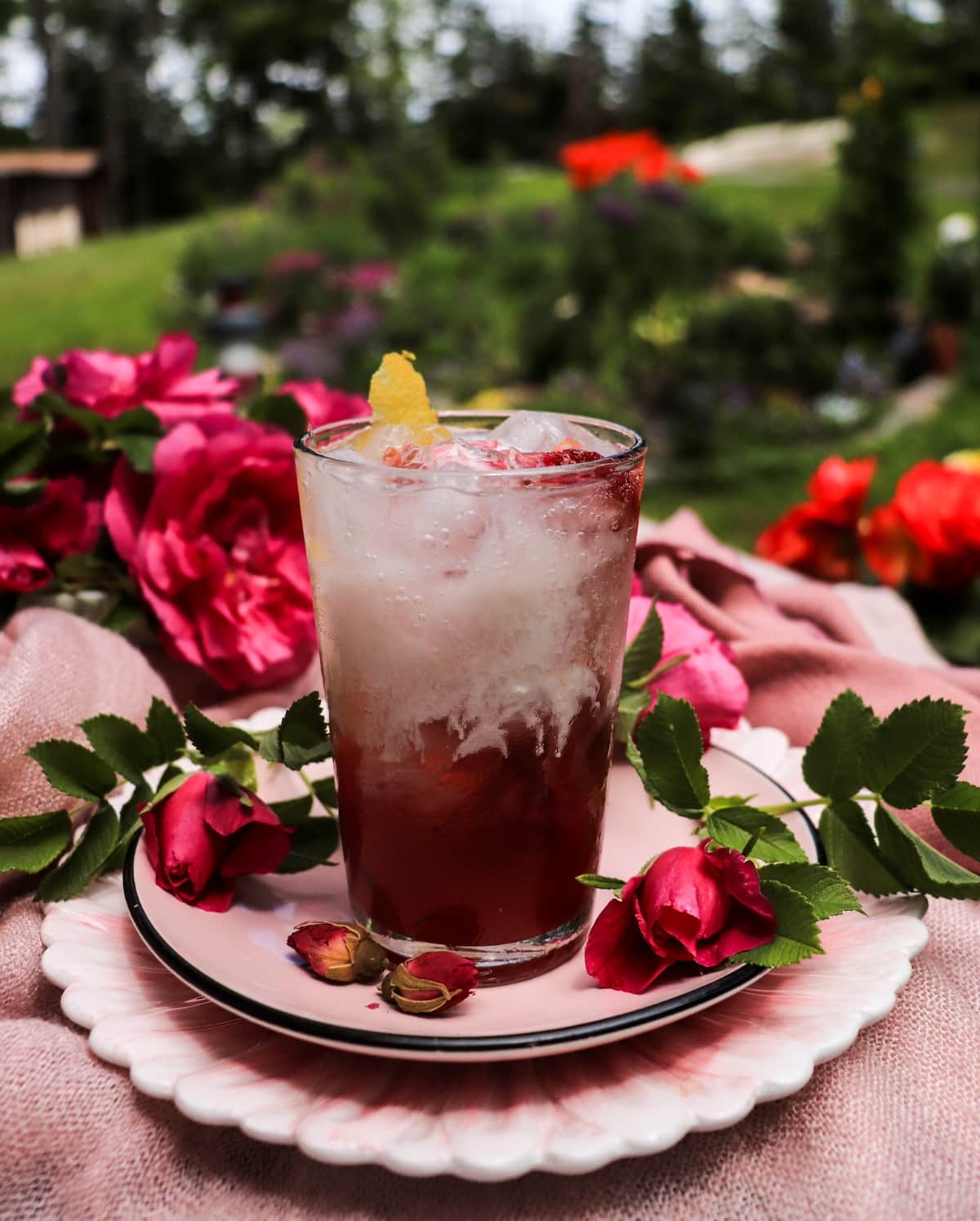 Rose cream soda recipe with homemade rose petal jam