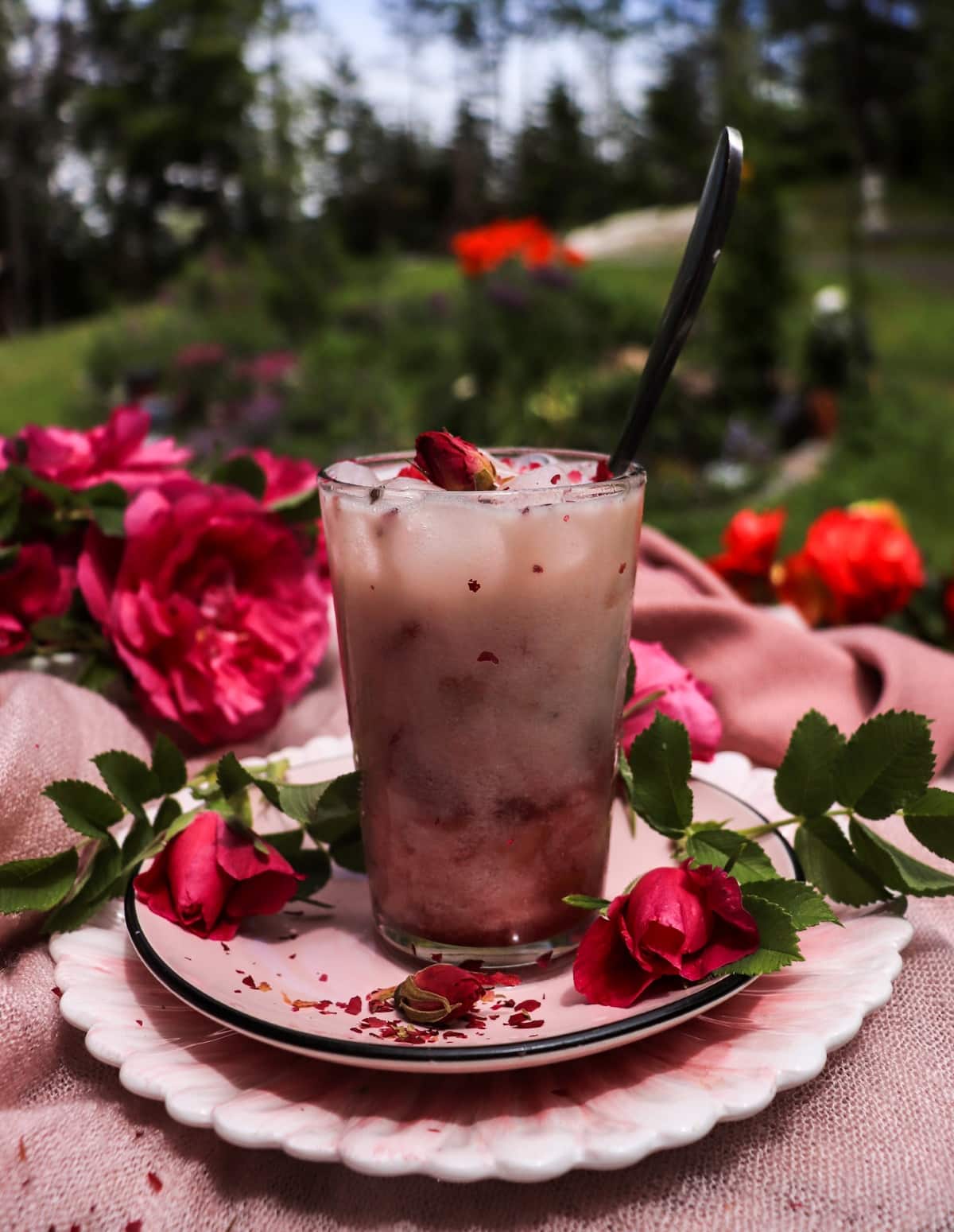 Rose Cream Soda with homemade rose petal jam syrup and cream