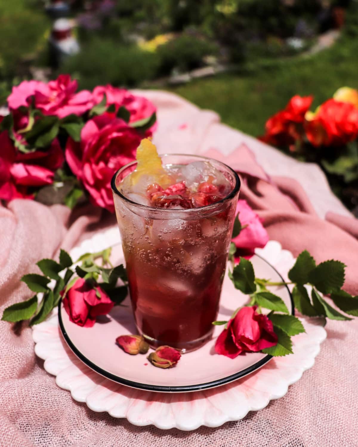 Sparkling rose soda lemonade