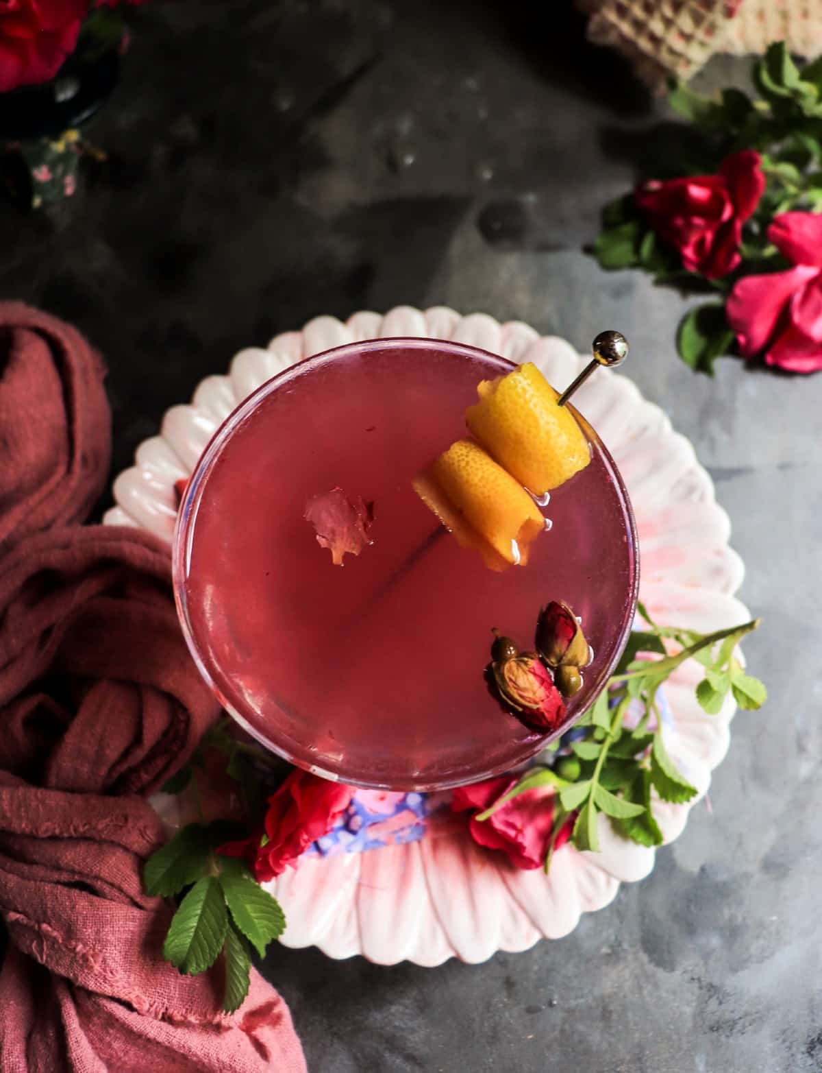 Rose Gin Sour with rose petal syrup
