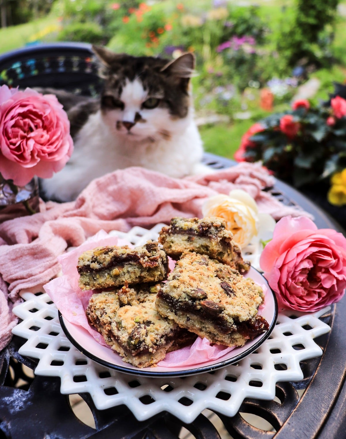 shortbread bars with rose petal jam