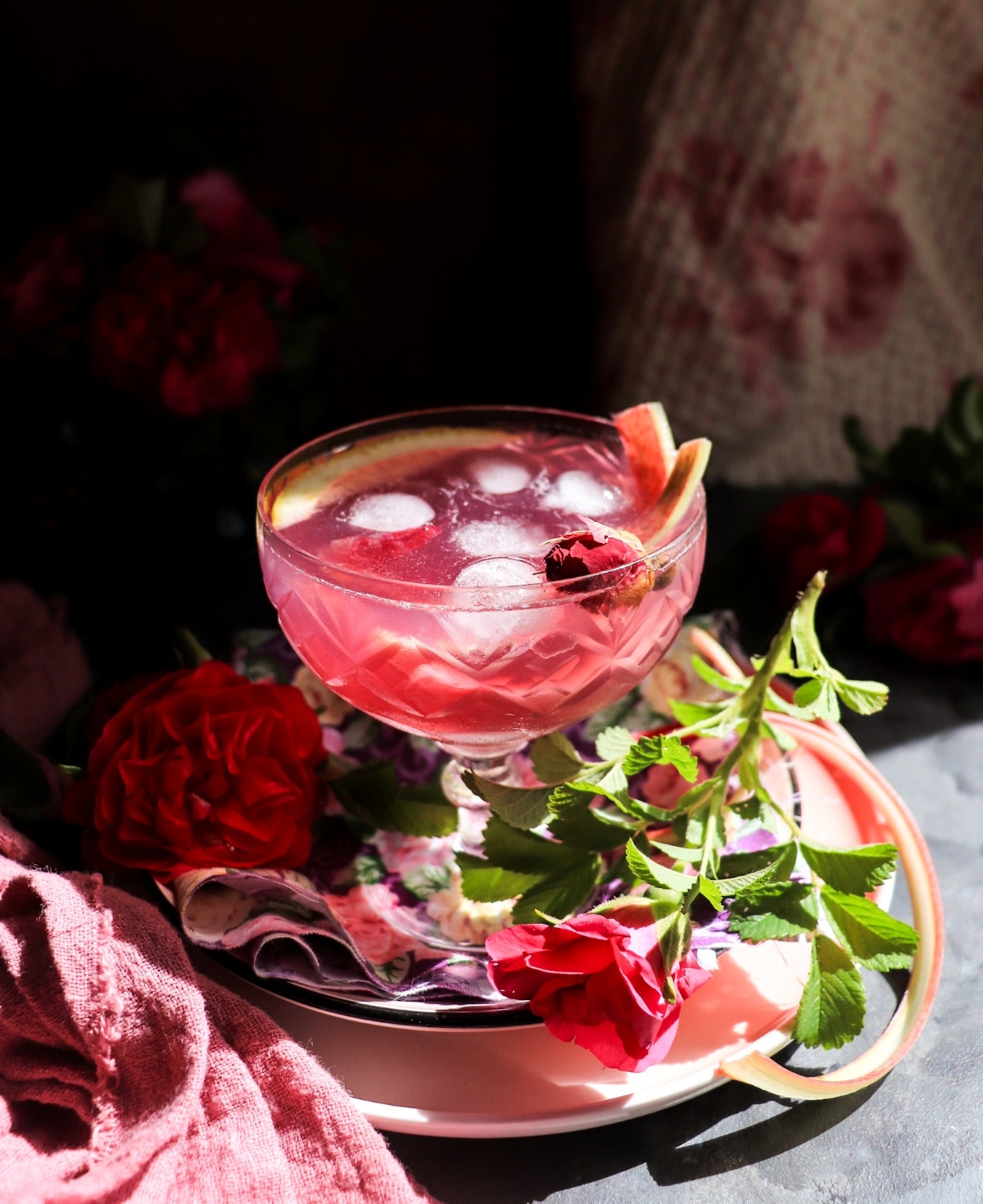 Rhubarb gin Cocktail with Empress 1908 gin and triple sec