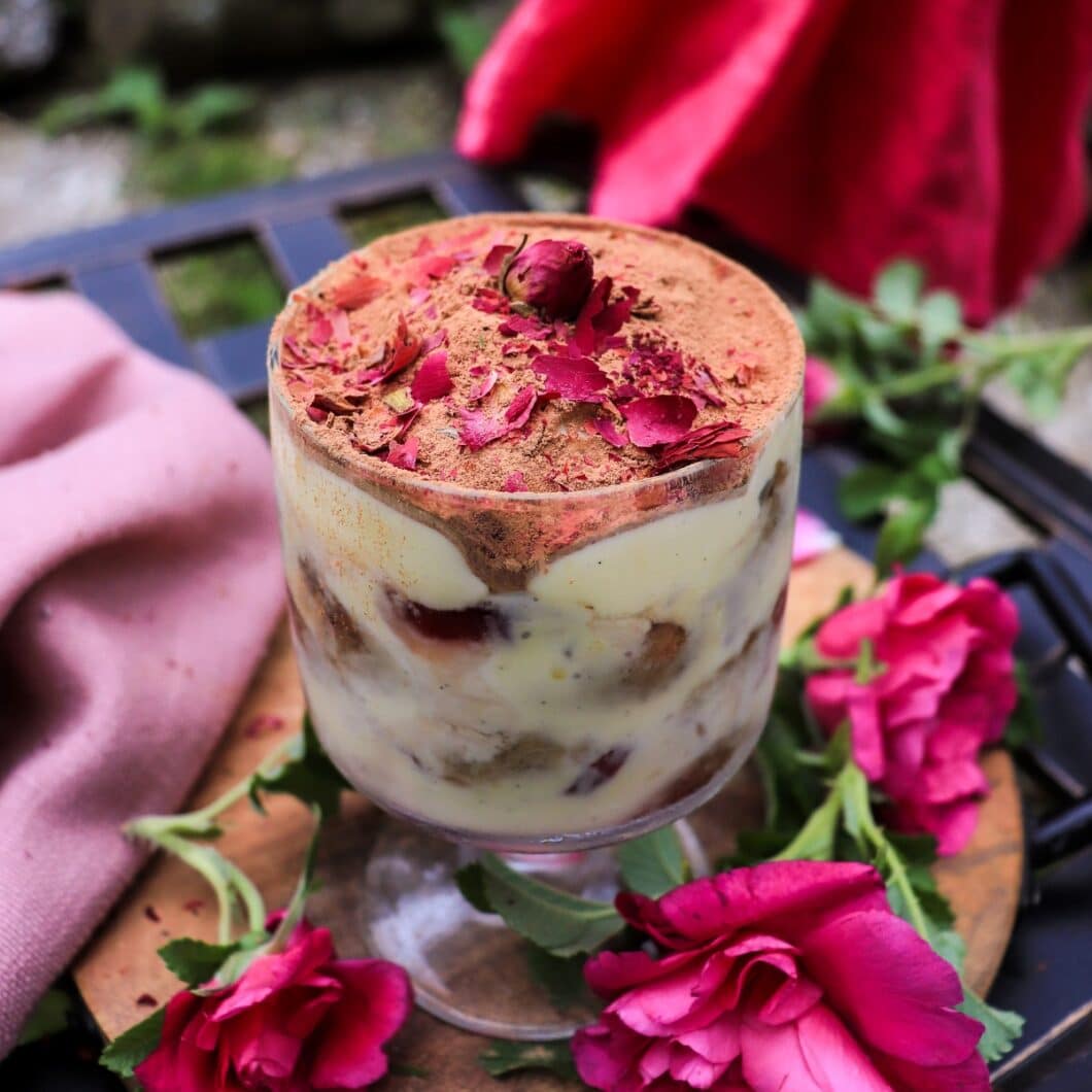 Tiramisu with Rose Petal Jam and Amaretto