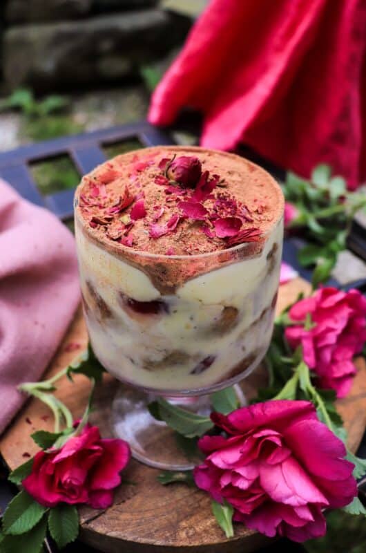 Tiramisu with Rose Petal Jam and Amaretto