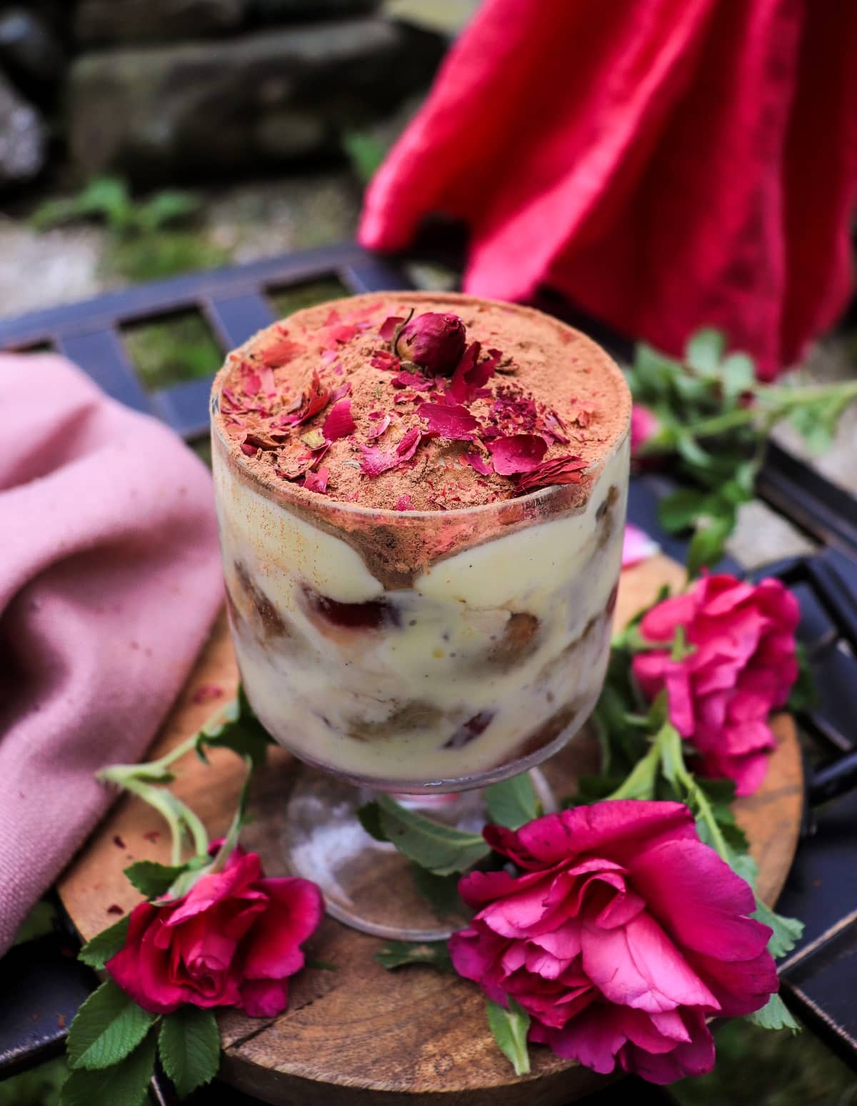 rose and amaretto tiramisu with homemade rose petal jam