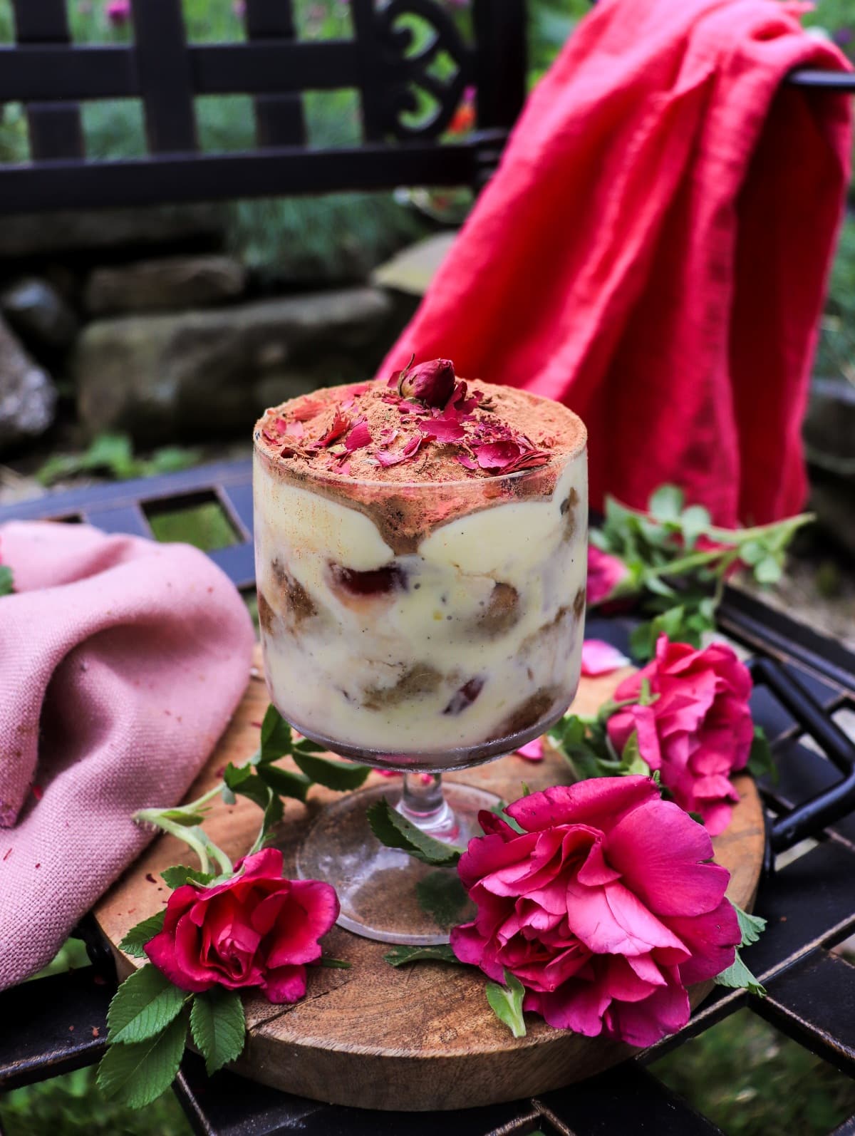 tiramisu with rose jam and amaretto