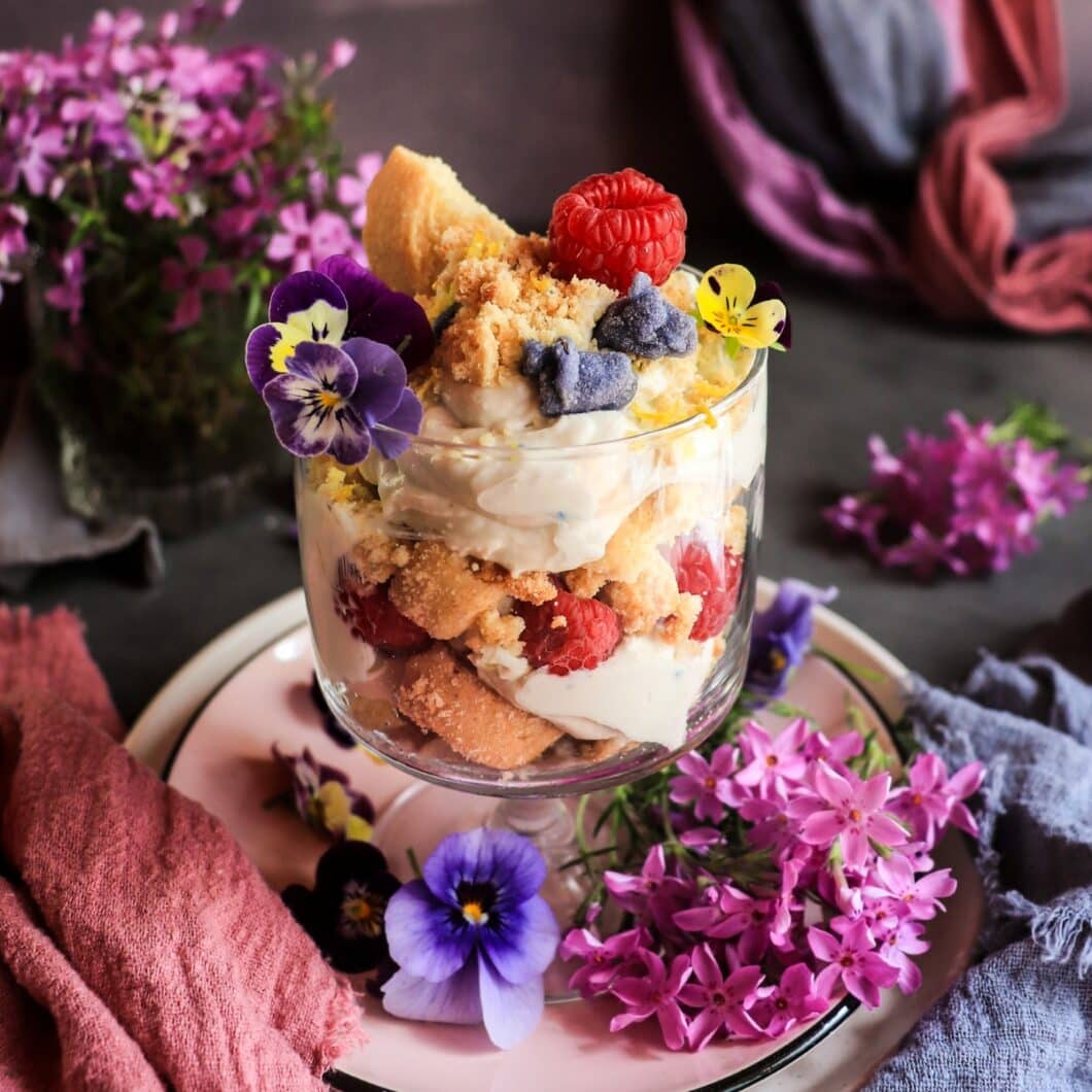 Violet Trifle with Shortbread and Mascarpone
