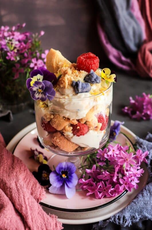 Violet Trifle with Shortbread and Mascarpone