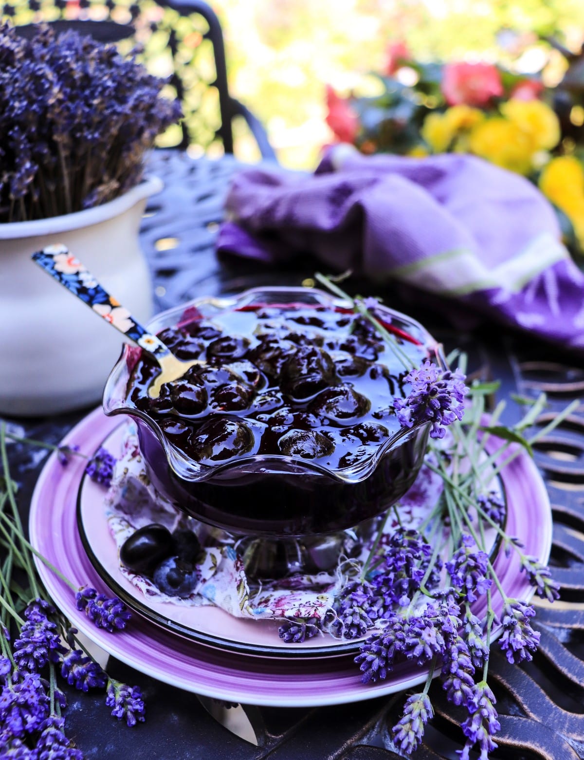 Low sugar blueberry jam with lavender