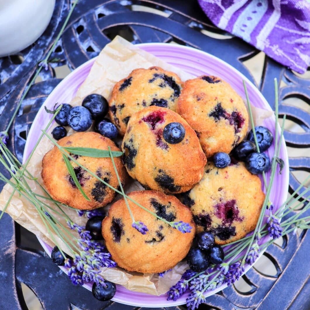 Blueberry Madeleines with Lavender