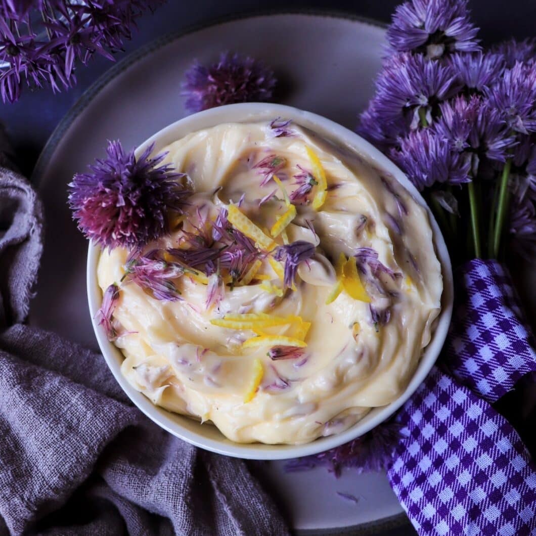 Chive Blossom Butter with Honey and Lemon