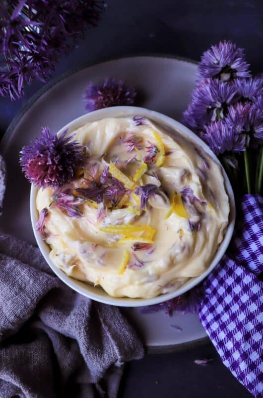 Chive Blossom Butter with Honey and Lemon