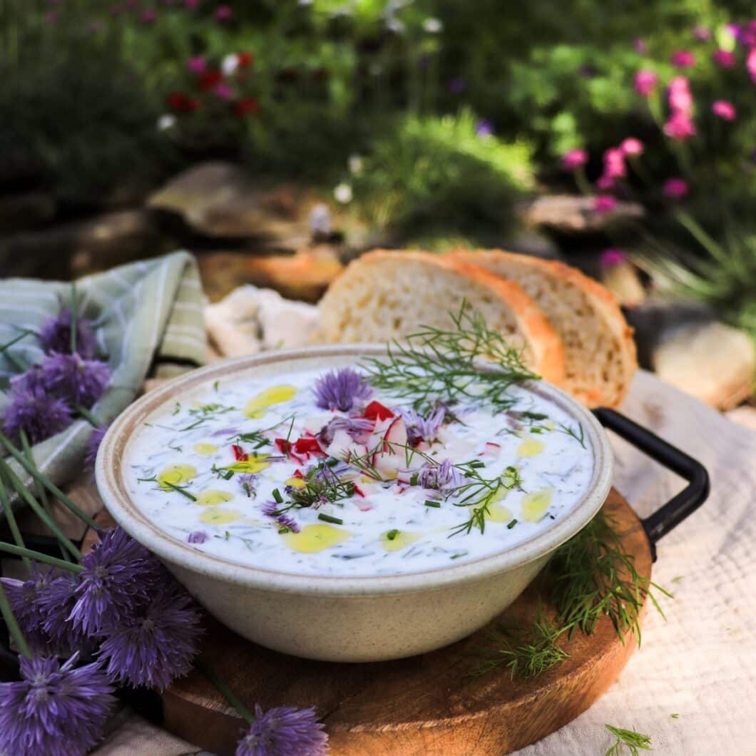 Cold Cucumber Soup with Kefir and Yogurt