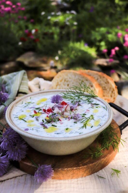 Cold Cucumber Soup with Kefir and Yogurt